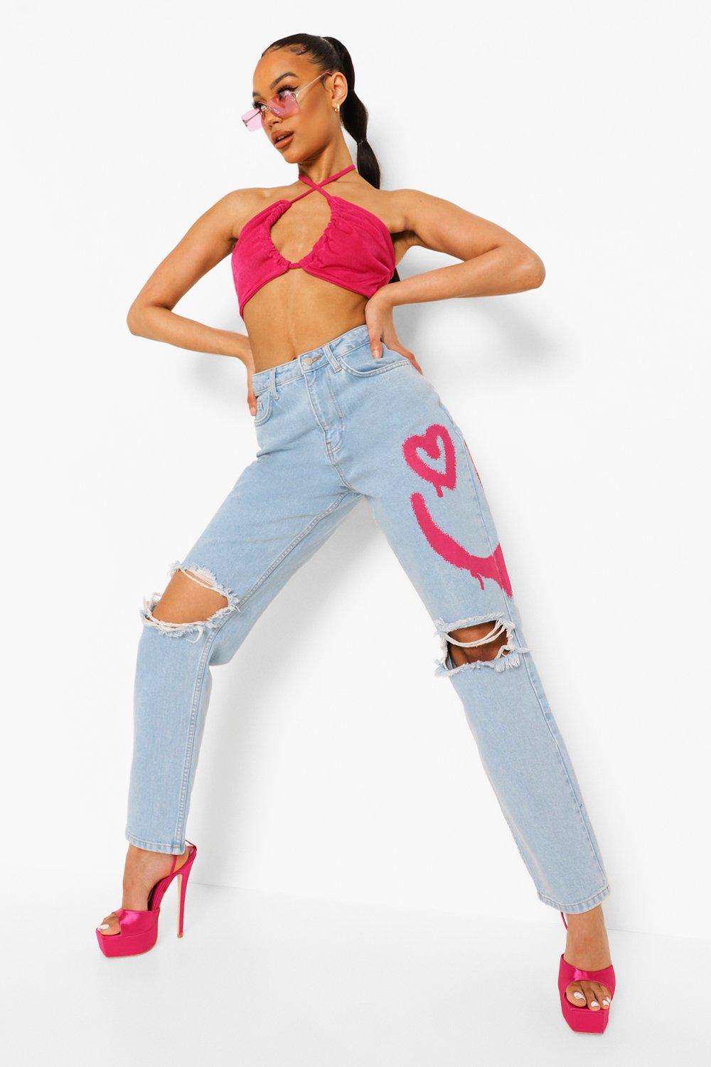 Knee ripped 2024 boyfriend jeans